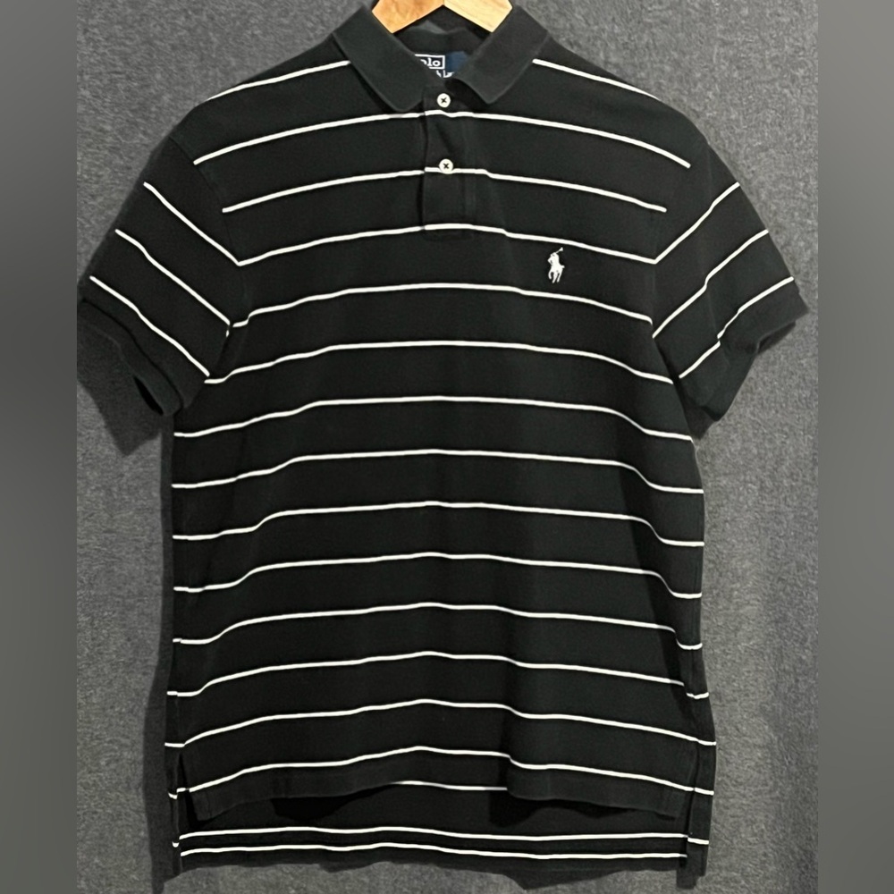 Ralph Lauren Black Polo with White Stripes